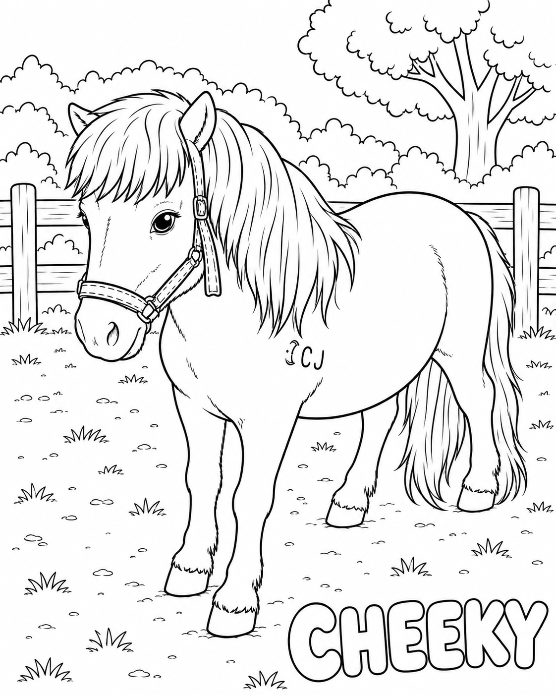 Cheeky Pony Colouring Page